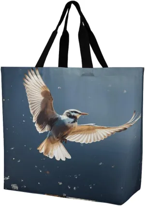 Reusable Grocery Bags,Bird Migration Print Tote Bag,reusable Shopping Bags,unisex Portable Shoppers Bag for Work,Travel,Shopping