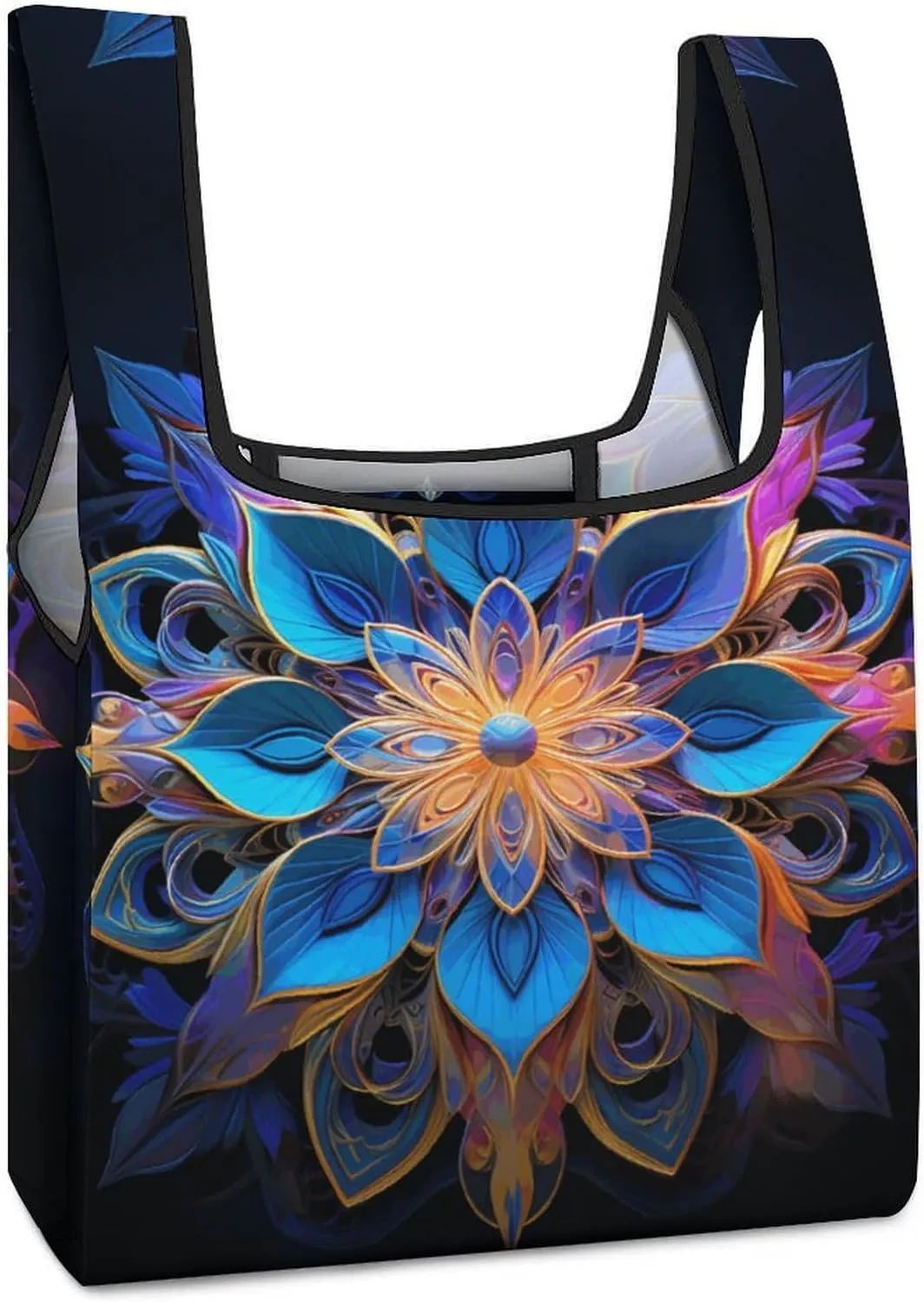 Reusable Grocery Bags,Rectangle Mandala Print Lightweight Shopping Bags,Gift Tote Grocery Bags,Foldable Grocery Shopping Tote Bag