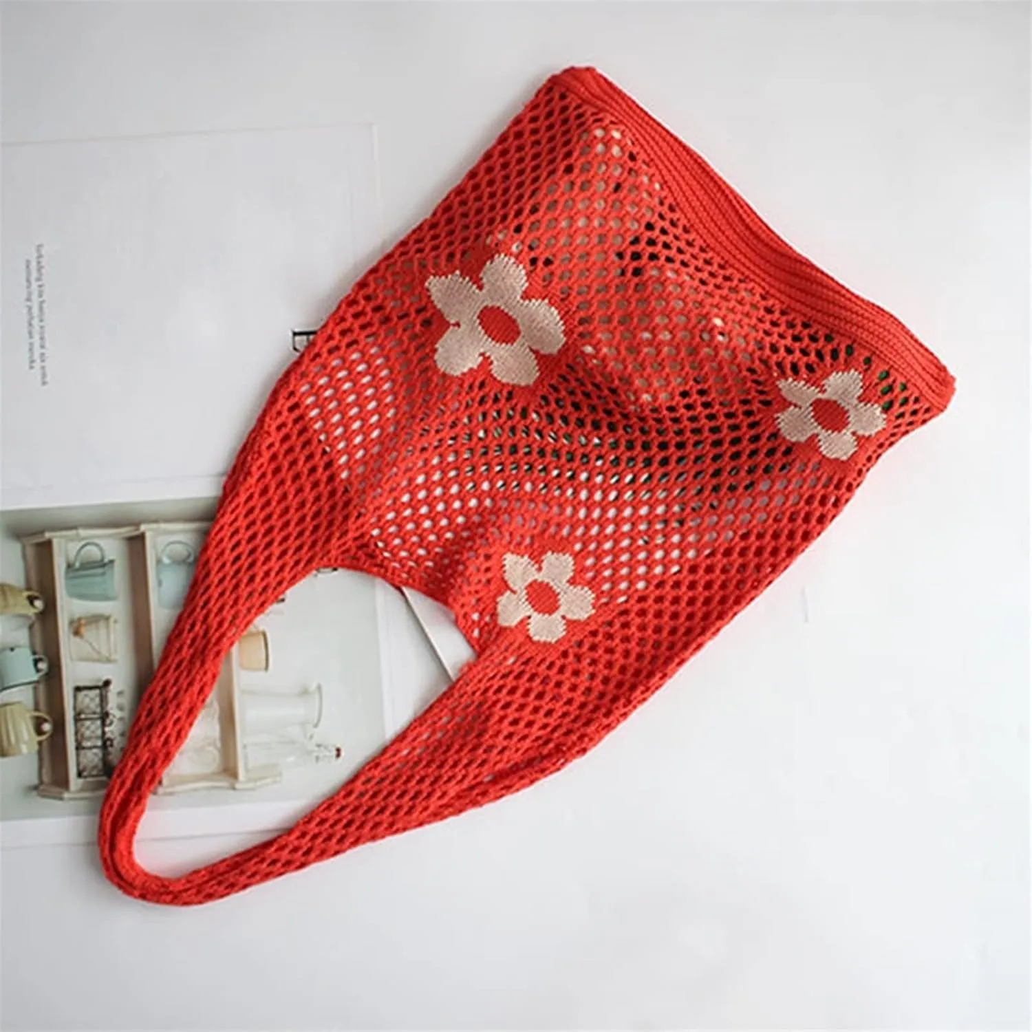 Reusable Mesh Shopping Bag Woven String Handbag Fruit Vegetables Storage Totes Bag Net Woven Bag Shop Grocery Tote (Color : A)