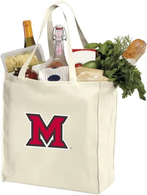 Reusable Miami University Grocery Bags or Miami RedHawks Shopping Bags NATURAL COTTON