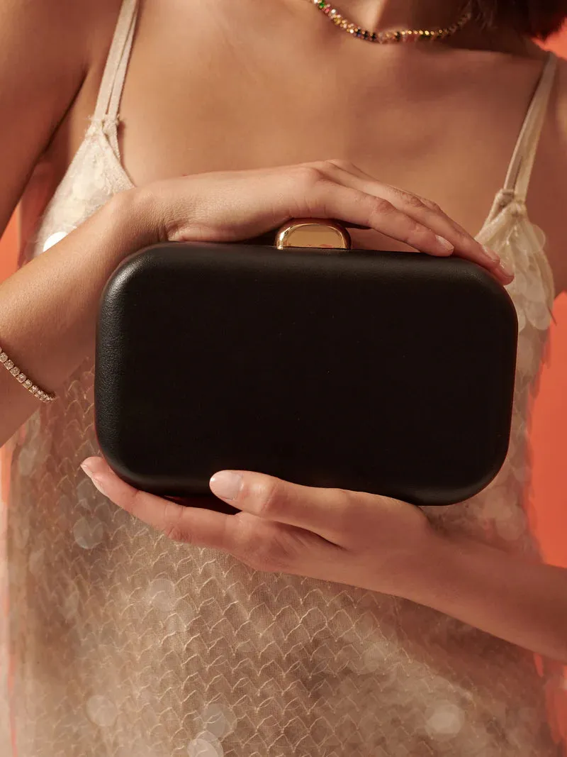 Rhea Classic Box Clutch - Black