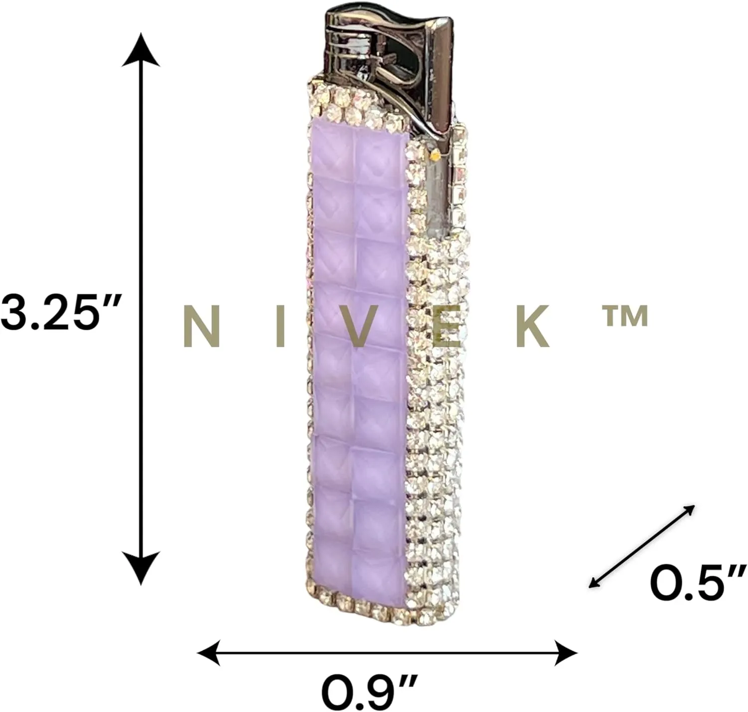 Rhinestone Bling Lighter Luxury Blue Torch Refillable Windproof Elegant Evening Party Gift Luxe (Light Purple)