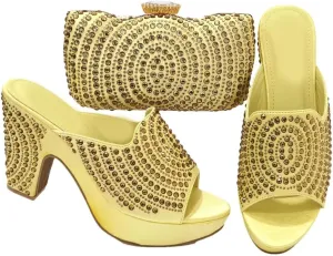 Rhinestone Bridal Shoes with Matching Clutch Set African Wedding Banquet Luxury Party Heels