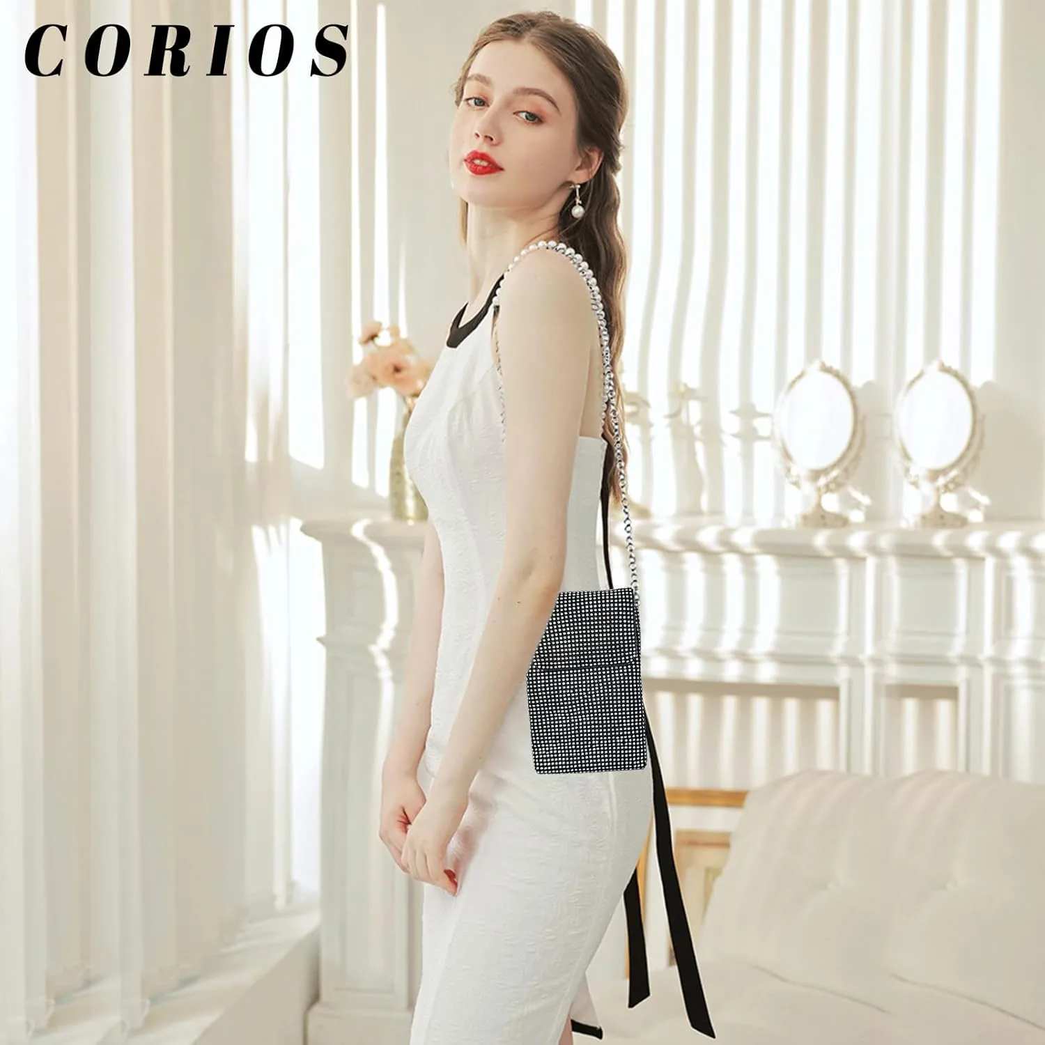 Rhinestone Clutch Bag for Women Mini Evening Bag Sparkling Crystal Handbag Bridal Wedding Purse Elegant Shoulder Bag