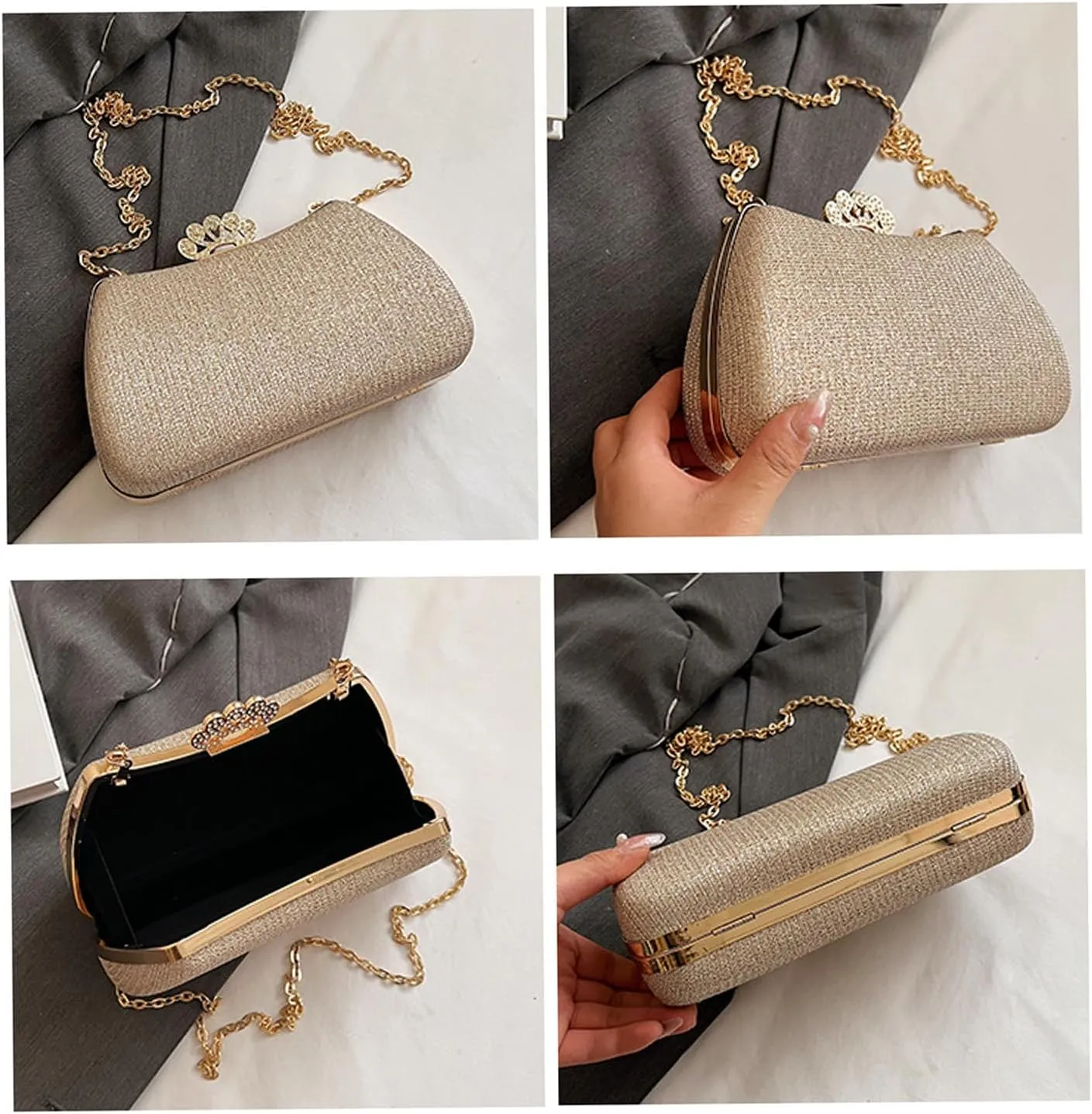 Rhinestone Evening Clutch Purse Sequin Bag,Woman Sparkling Handbag Formal Clutch with Chain for Wedding Party