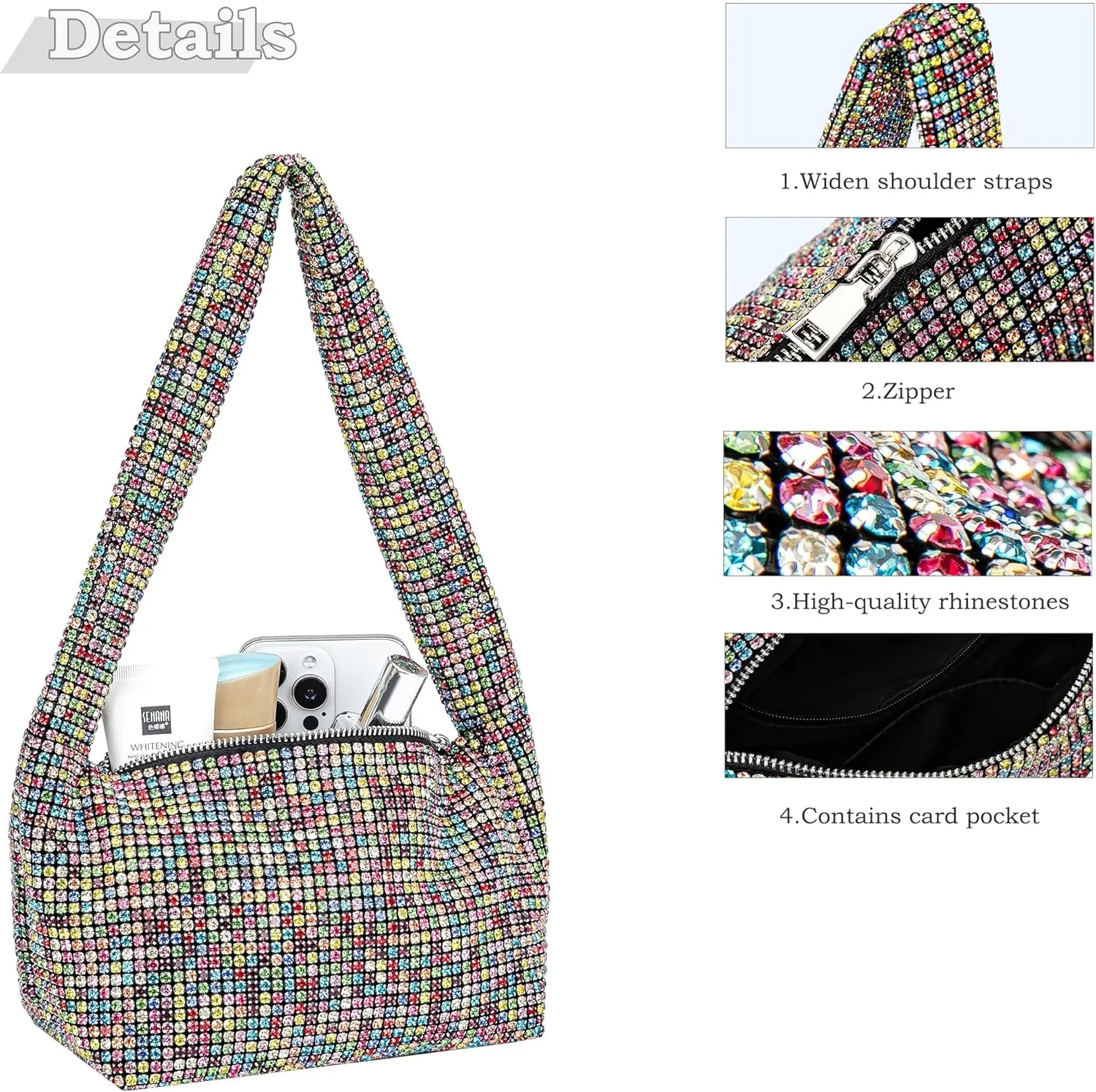 Rhinestone Evening Handbags Sparkling Crystal Purse Daily Casual Shoulder Bag