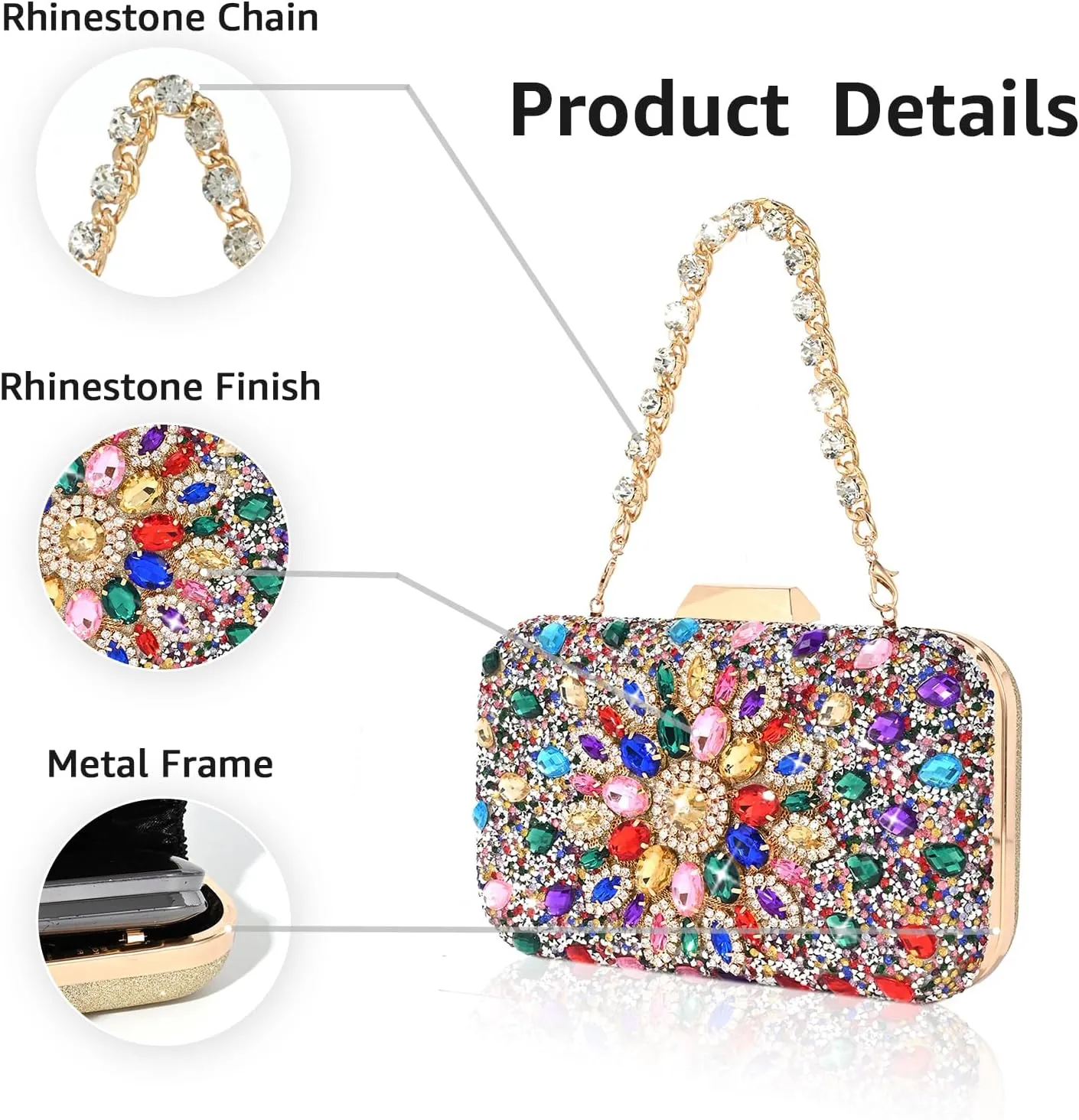 Rhinestone Purses for Women Rhinestone Evening Bag for Wedding Clutch Luxury Handbags Crossbody Bag for Party Prom