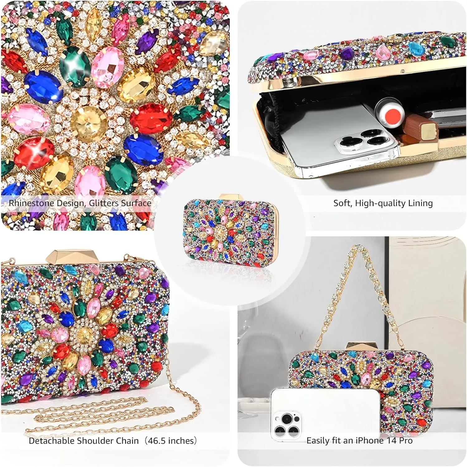 Rhinestone Purses for Women Rhinestone Evening Bag for Wedding Clutch Luxury Handbags Crossbody Bag for Party Prom