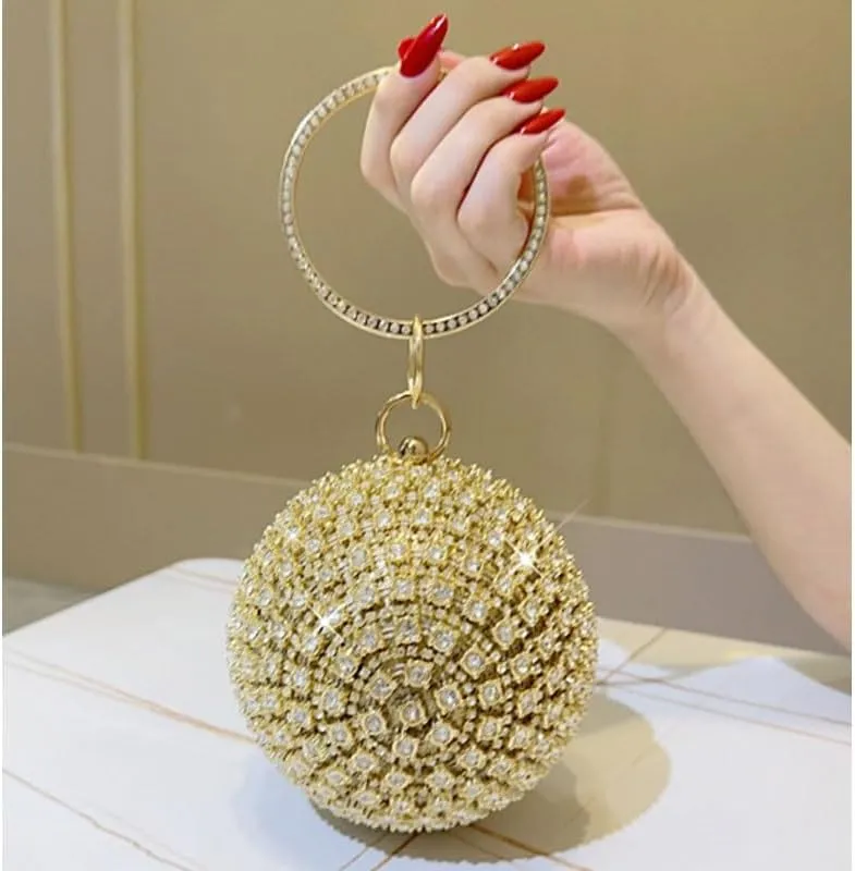 Rhinestone Round Evening Bag French Versatile Clutch Purses