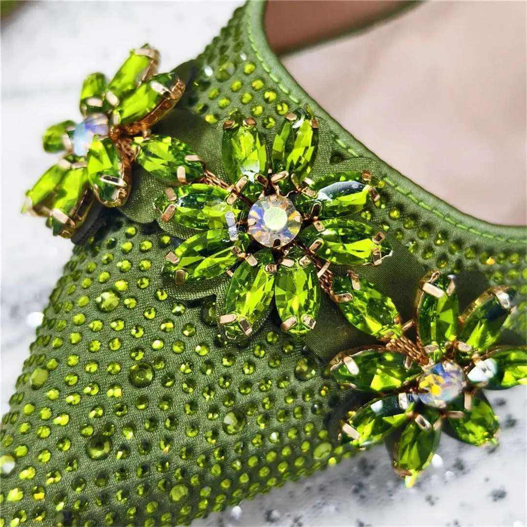Rhinestone Wedding Party Shoes and Bag Set Pointed Toe High Heel Luxury Pumps