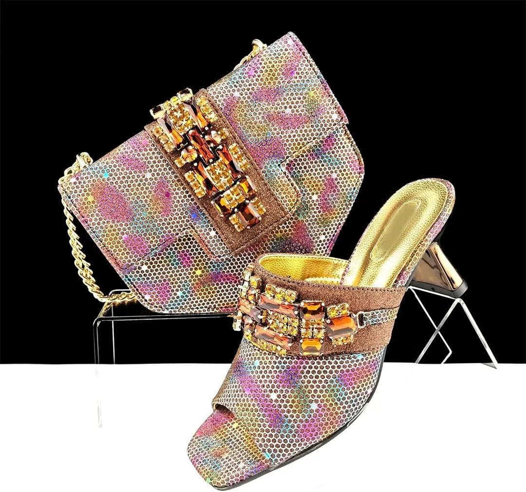Rhinestone Wedding Pumps with Matching Clutch Set African Bridal Party Luxury Italian Heels