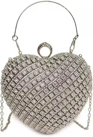 Rhinestones Heart Shape Clutch Purses for Women Sparkly Evening Bags for Prom Cocktail Party Wedding Purse