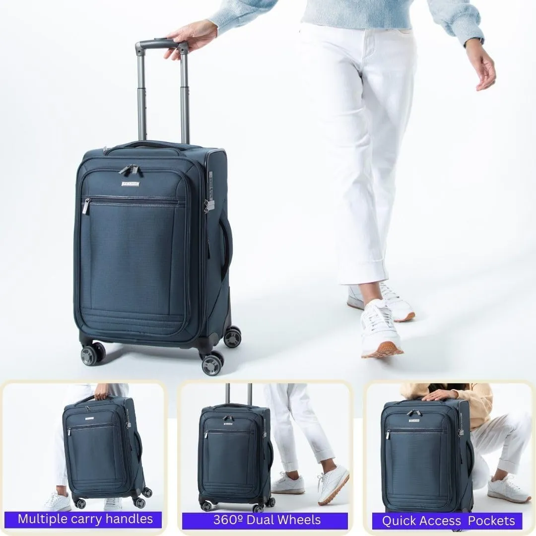 Ricardo Beverly Hills Avalon Softside Carry-On Luggage Made with Sustainable 100% Recycled PET (rPET), Lightweight, Eco-Friendly Travel, Expandable, Dual Spinner Wheels, Juniper Green, 20-inch