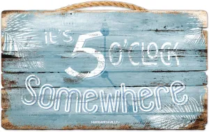 Rico Industries Margaritaville 5 O'Clock Distressed 15.5 X 9.5 Wood Sign