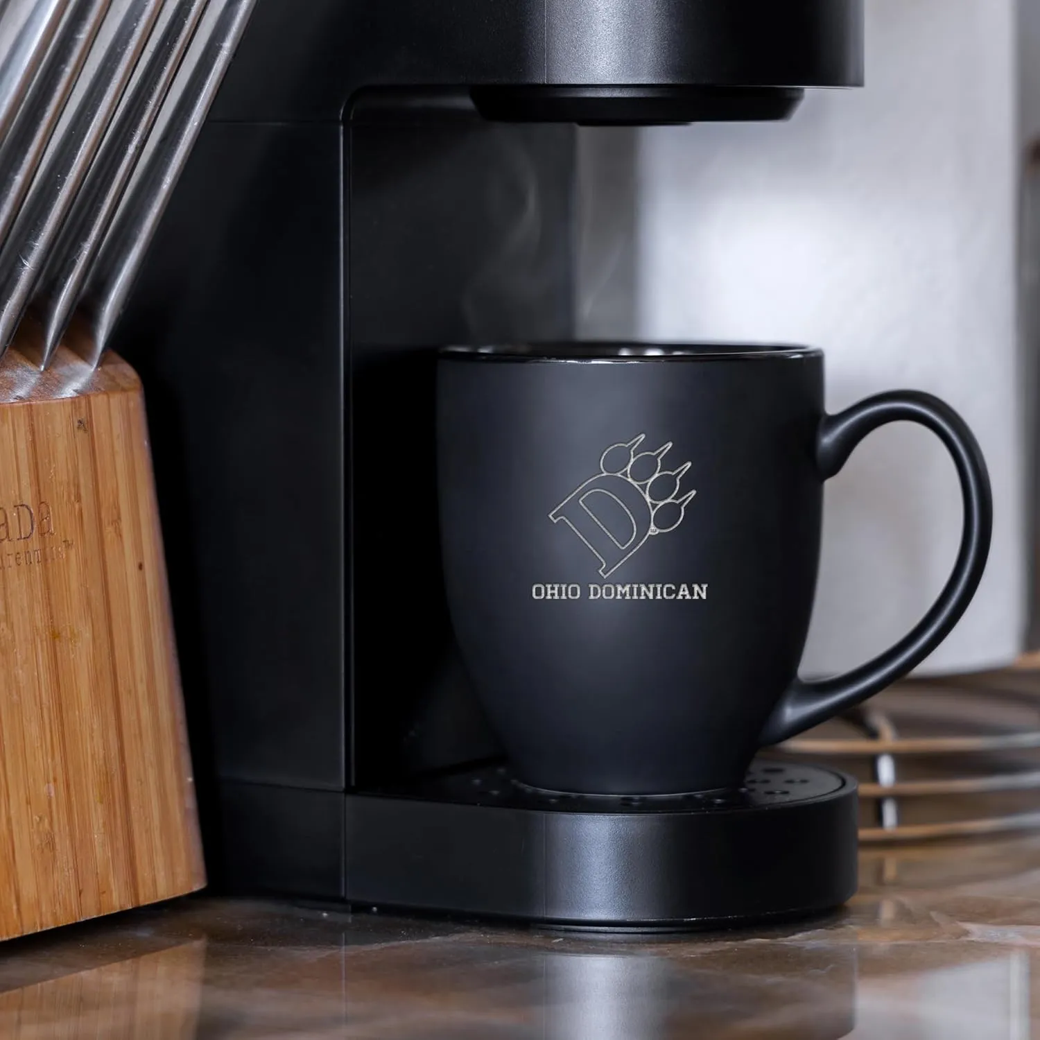 Rico Industries NCAA Nova Southeastern (or NSU) Sharks 15oz Laser Engraved Matte Black Ceramic Bistro Mug - for Hot or Cold Drinks