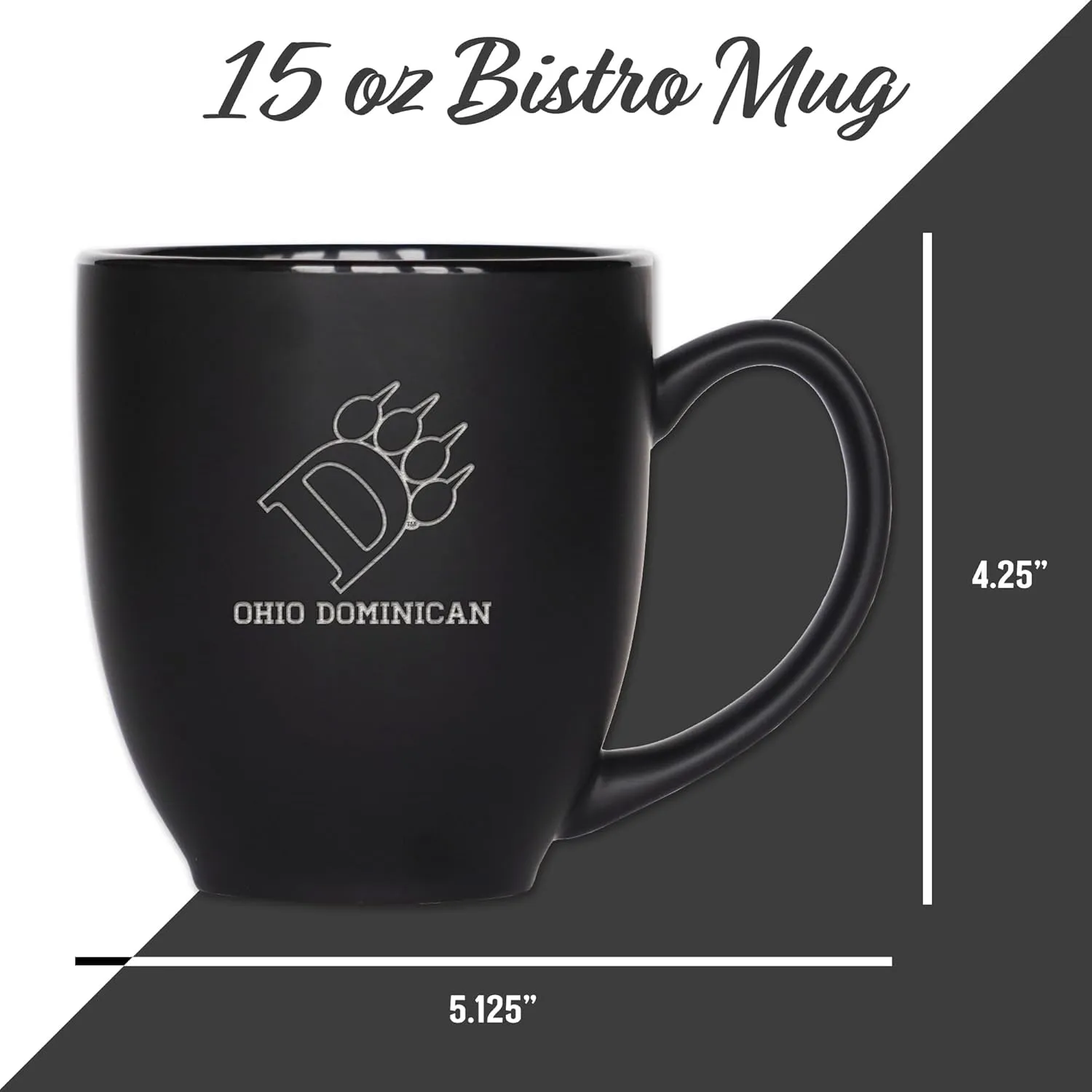 Rico Industries NCAA Nova Southeastern (or NSU) Sharks 15oz Laser Engraved Matte Black Ceramic Bistro Mug - for Hot or Cold Drinks