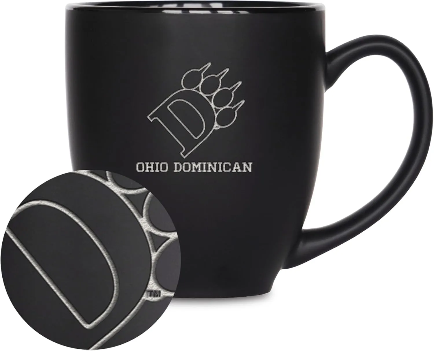 Rico Industries NCAA Nova Southeastern (or NSU) Sharks 15oz Laser Engraved Matte Black Ceramic Bistro Mug - for Hot or Cold Drinks