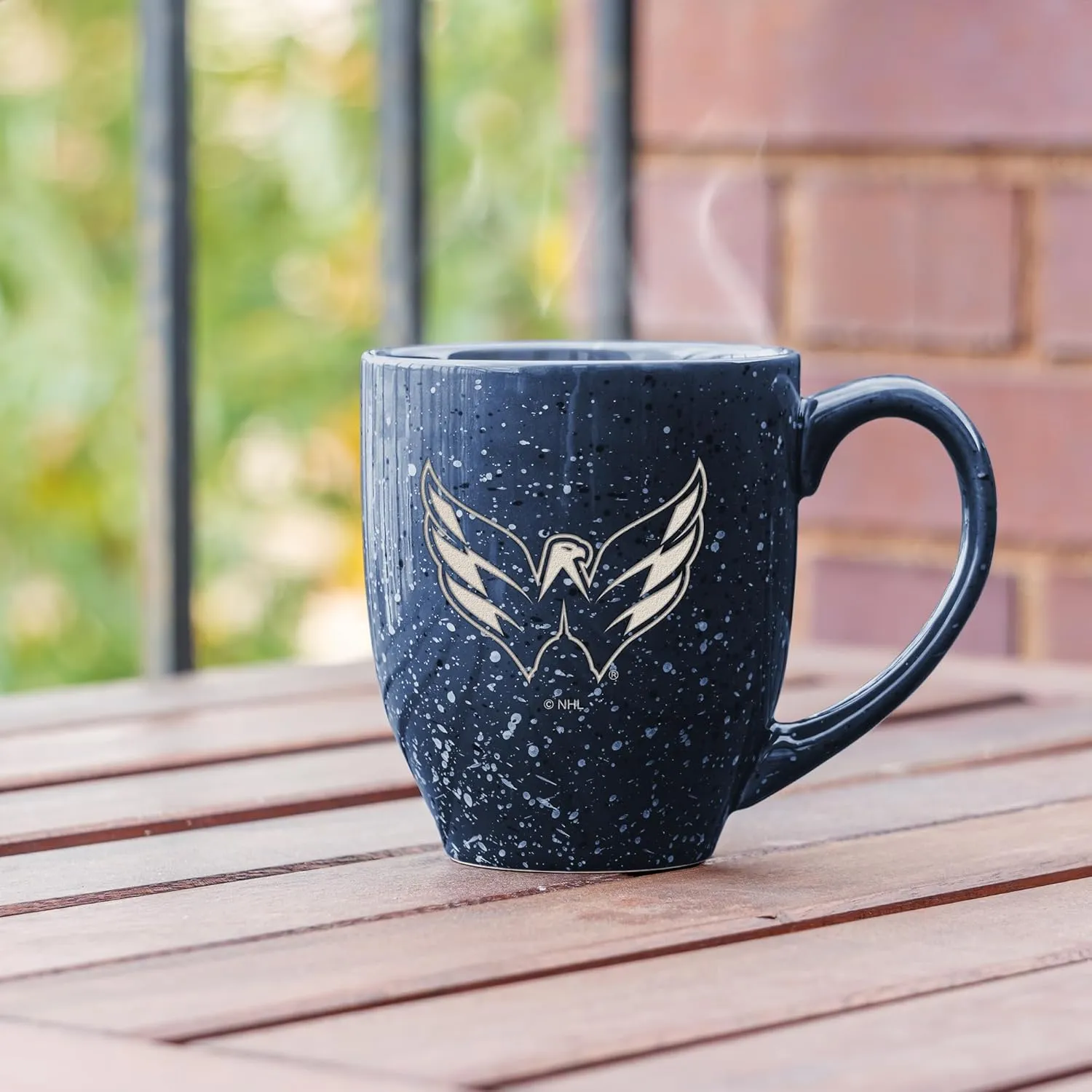 Rico Industries NHL Hockey Washington Capitals Navy Personalized 16 oz Team Color Laser Engraved Speckled Ceramic Coffee Mug