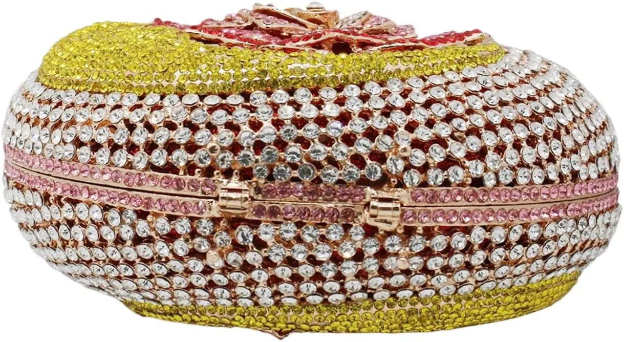 RomanticDesign Women Moon Flower Evening Bag Round Luxury Sparkly Rhinestone Bride Clutch Handbag Party Prom Banquet Purse