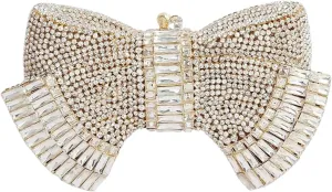 RomanticDesign Women Sparkly Bowknot Evening Clutch Luxury Rhinestone Bride Purse Wedding Party Prom Banquet Handbag