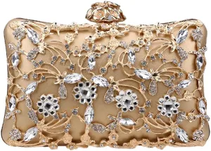 RomanticDesign Women Trendy Evening Clutch Luxury Handbag with Rhinestone for Wedding Party Prom Banquet