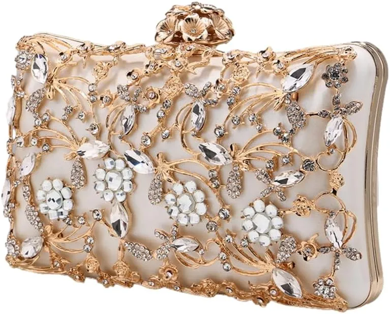 RomanticDesign Women Trendy Evening Clutch Luxury Handbag with Rhinestone for Wedding Party Prom Banquet
