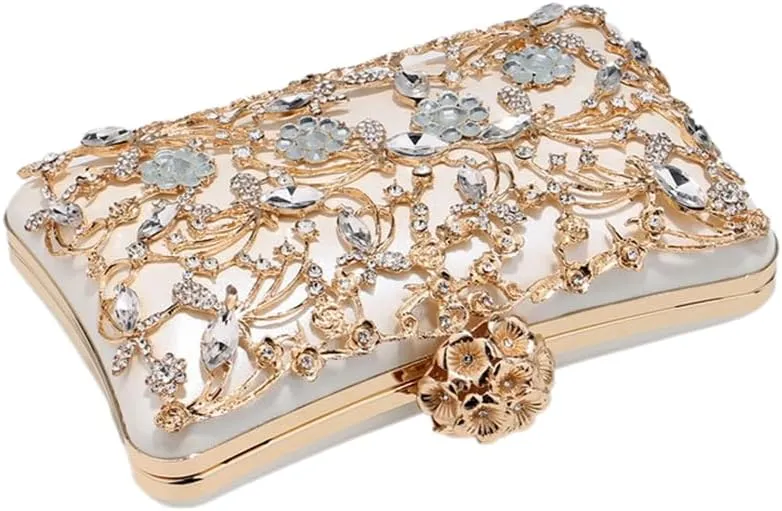 RomanticDesign Women Trendy Evening Clutch Luxury Handbag with Rhinestone for Wedding Party Prom Banquet