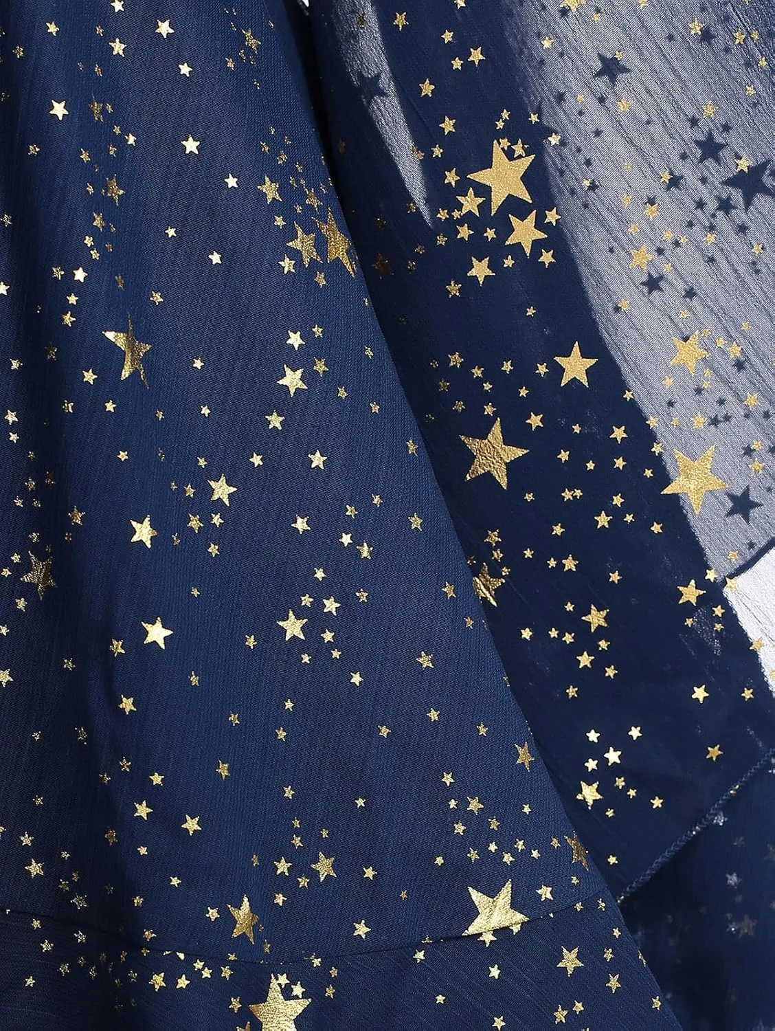 Rosegal Plus Size Womens Elegant Sparkly Gold Stamping Stars Print Long Flare Sleeve 2 in 1 Flowy Top