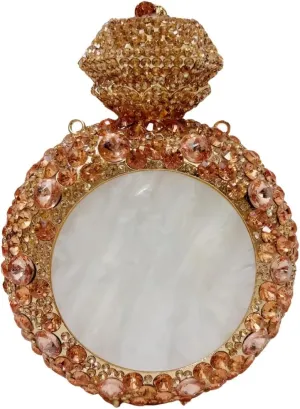 Round Crystal Perfume Bottle for Women Bling Rhinestone Disco Shoulder Bag Chic Wedding Guest Evening Bag