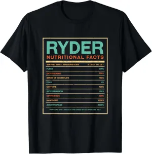 Ryder Nutrition Facts Funny Personalized Name T-Shirt