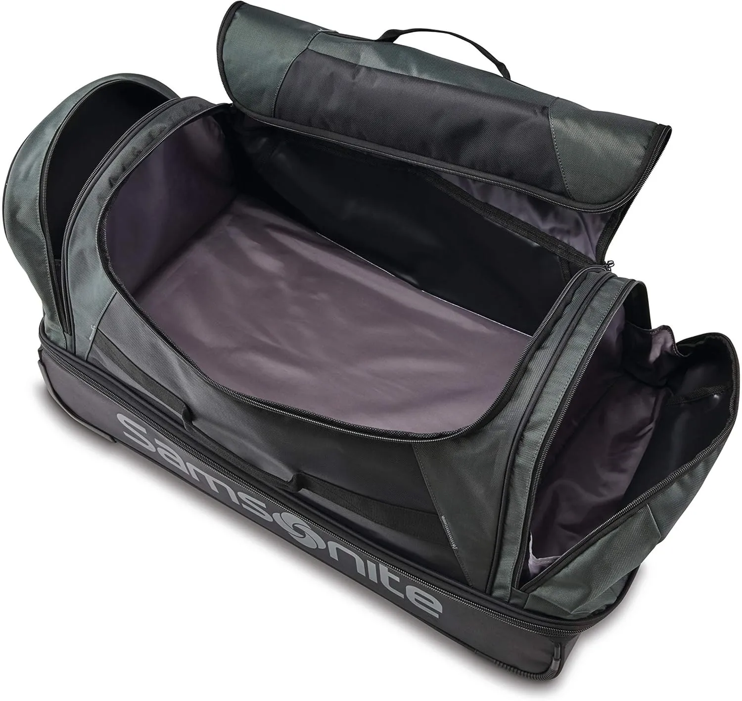 Samsonite Andante 2 Wheeled Duffel Bag – 32-Inch Durable Rolling Luggage with Inline Skate Wheels, Push-Button Handle & Spacious Compartments – Travel-Friendly and Lightweight - Moss Green/Black