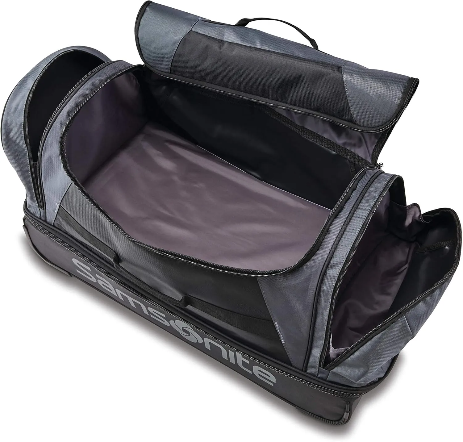 Samsonite Andante 2 Wheeled Duffel Bag – 32-Inch Durable Rolling Luggage with Inline Skate Wheels, Push-Button Handle & Spacious Compartments – Travel-Friendly and Lightweight - Riverrock/Black