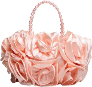 Satin Floral Evening Clutch - Elegant Handbag for Bride, Bridesmaid & Party, Timeless Wedding Accessory