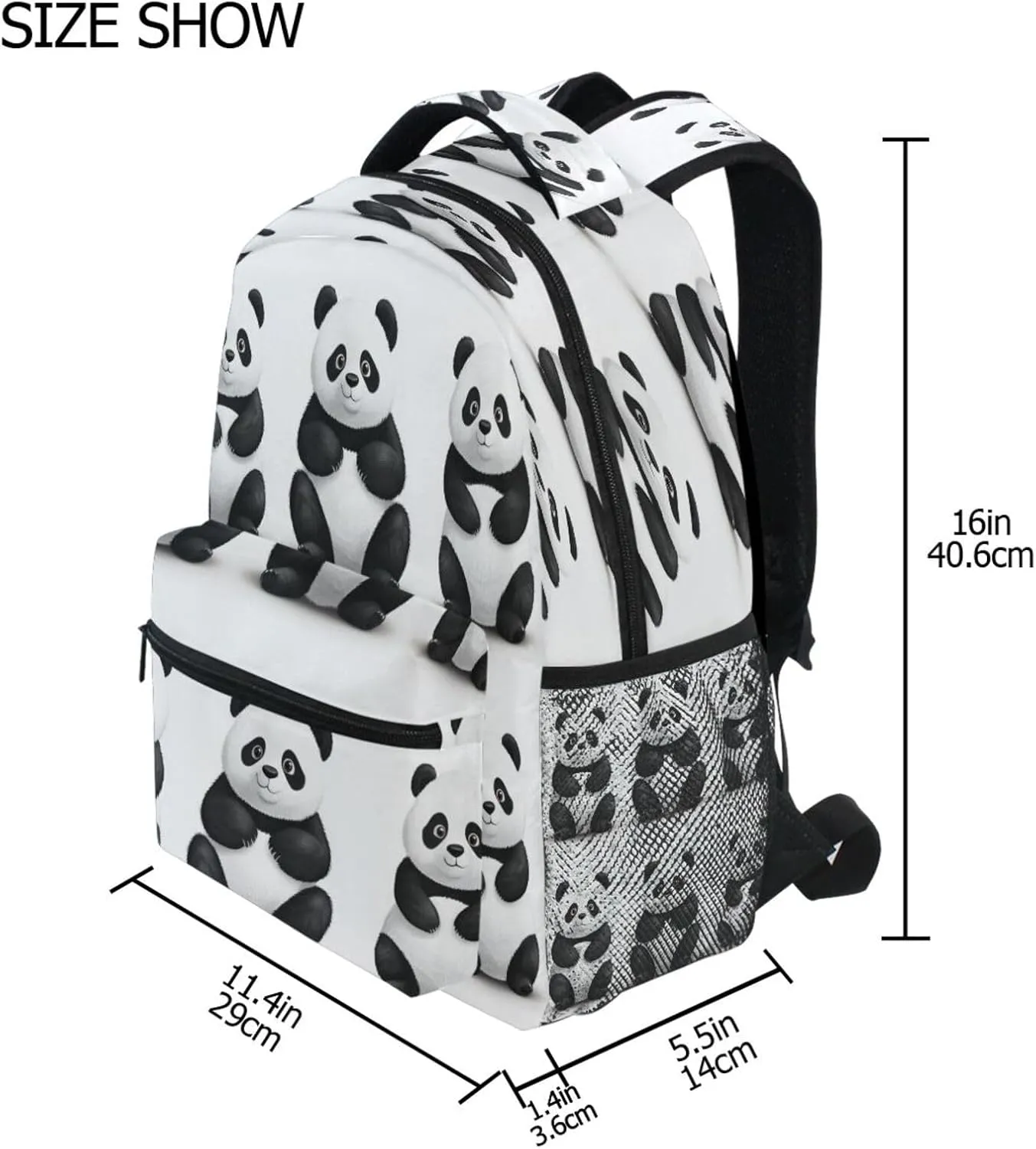 School Backpack for Men Women Fashion Business Work Bag with Chest Strap Gift Men & Women Sweet Panda White