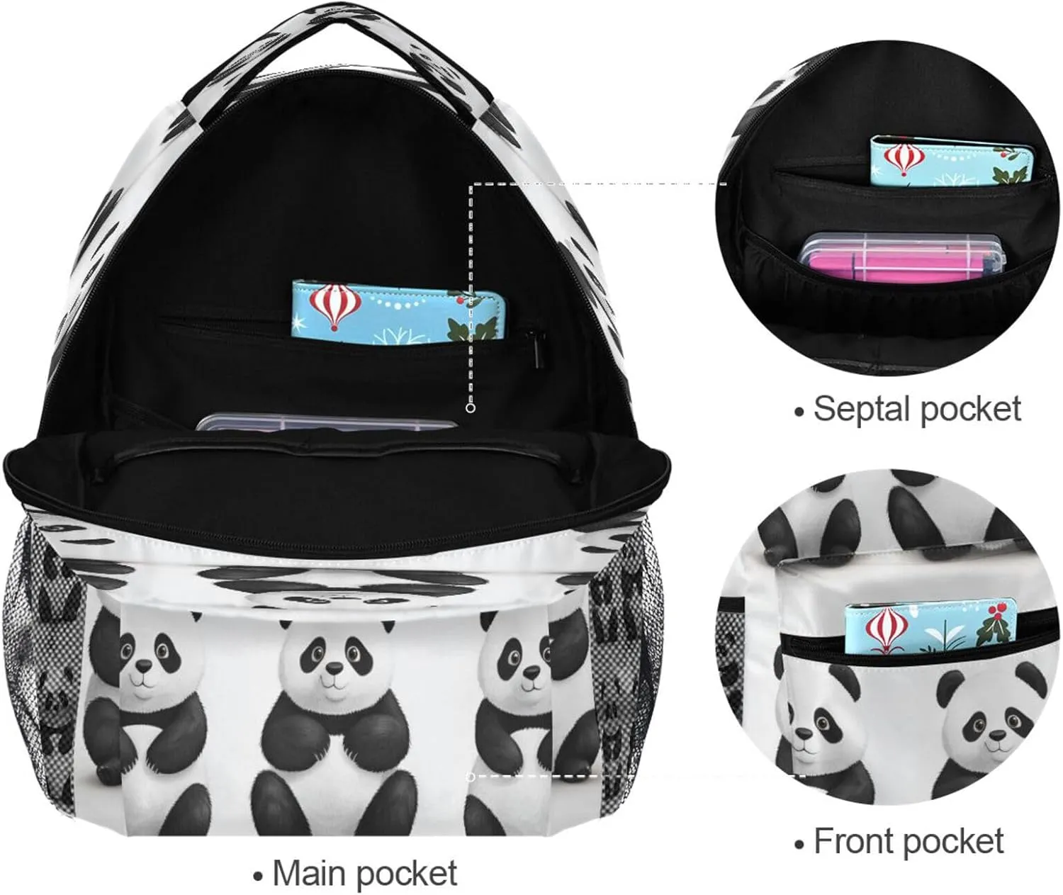 School Backpack for Men Women Fashion Business Work Bag with Chest Strap Gift Men & Women Sweet Panda White