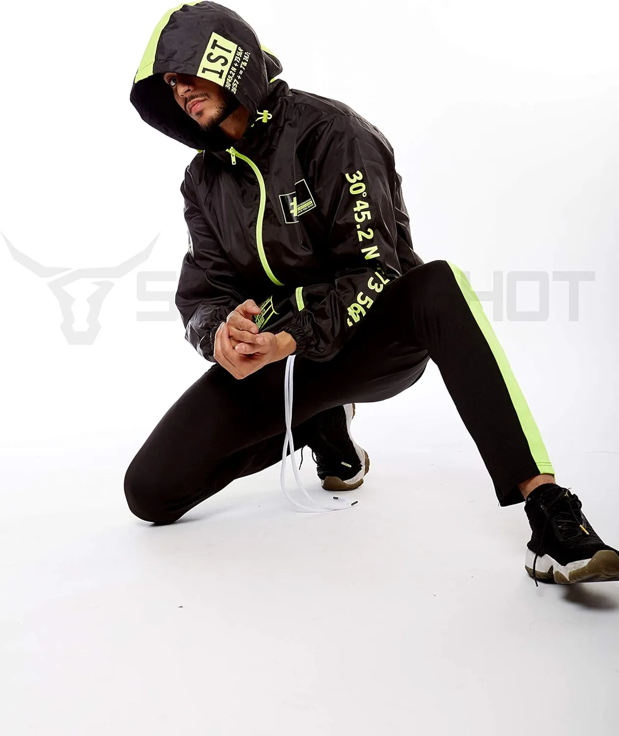 Screenshotbrand Lightweight Hooded Water Resistant Windbreaker - Zip-up Fashion Map Print Rain Jacket