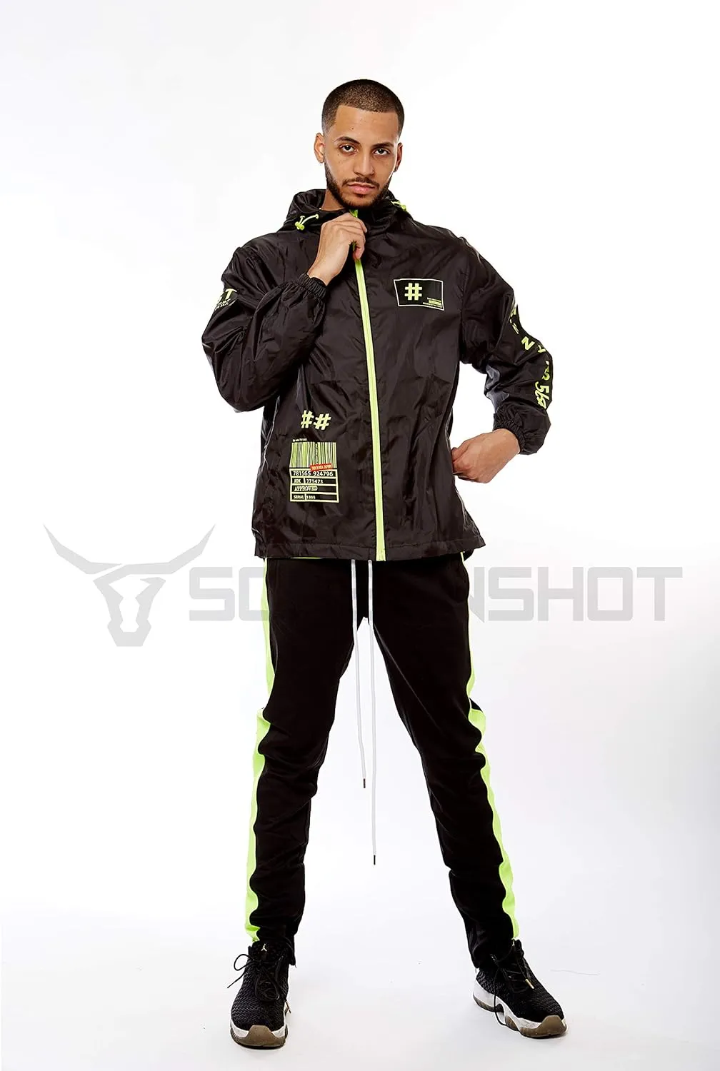 Screenshotbrand Lightweight Hooded Water Resistant Windbreaker - Zip-up Fashion Map Print Rain Jacket
