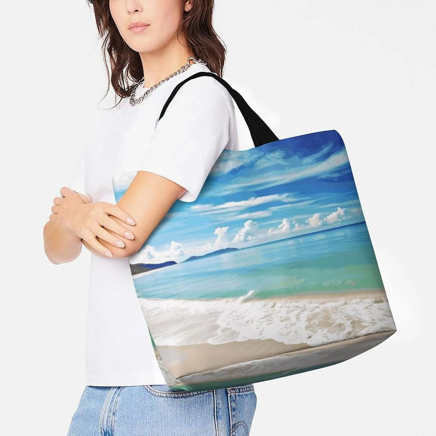 Sea Animals Stingrays Tote Bag for Women Reusable Grocery Shoulder Bag Shopping Bags for Travel, Groceries