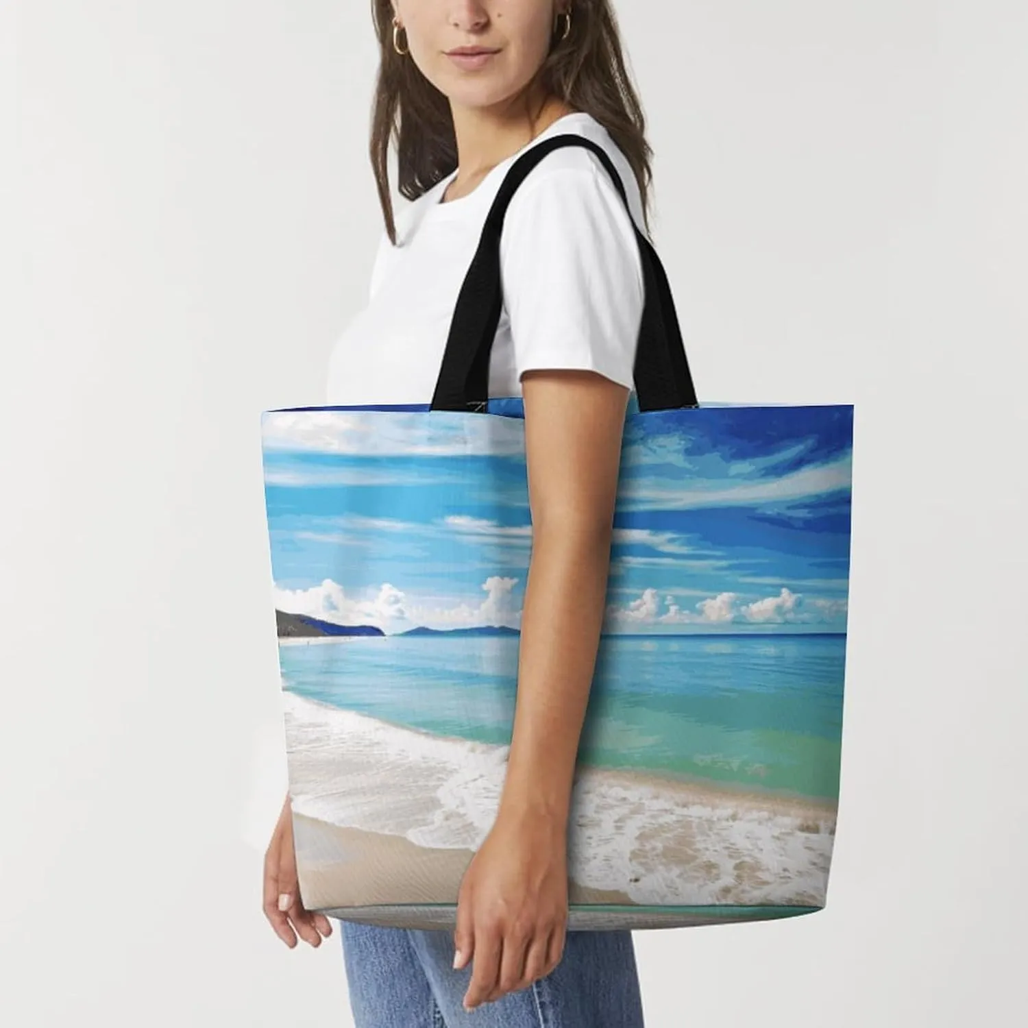 Sea Animals Stingrays Tote Bag for Women Reusable Grocery Shoulder Bag Shopping Bags for Travel, Groceries