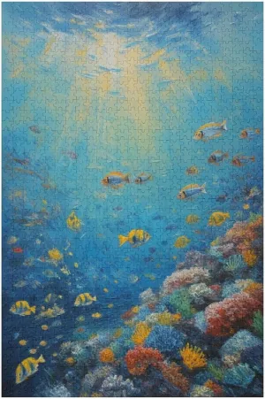 Sea Fish Diving Oil Painting 1000 Piece Puzzles for Adults Jigsaw Puzzles for Adults and Kids 1000 Piece Educational Games Colorful Puzzles for Home Decoration Gift for Women Men 29.5x19.7 Inch