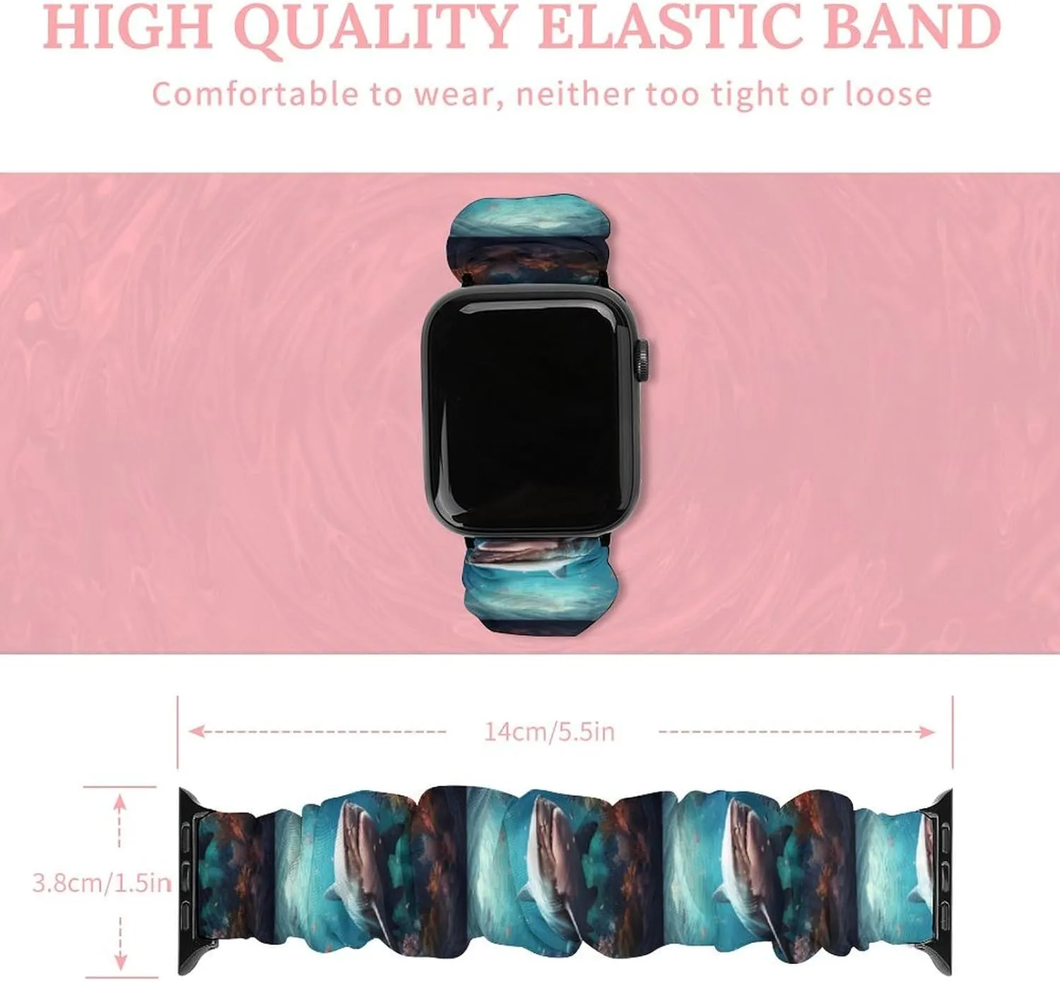 Sea Shark Watch Bands Elastic Straps Wristbands Replacement Sports Strap Compatible with Apple Watch