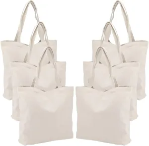 Segarty 6 Packs Large Canvas Tote Bags, 20X15 Inch Reusable Grocery Bag, Natural White Blank Cloth Heavy Duty Shopping Tote with Bottom Gusset & Shoulder for DIY Crafting Decorating