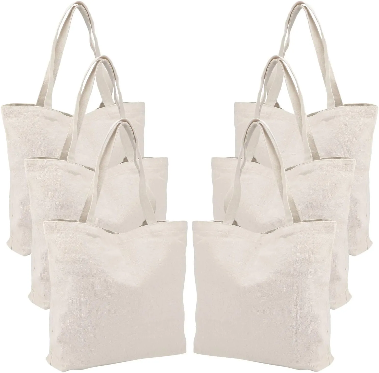Segarty 6 Packs Large Canvas Tote Bags, 20X15 Inch Reusable Grocery Bag, Natural White Blank Cloth Heavy Duty Shopping Tote with Bottom Gusset & Shoulder for DIY Crafting Decorating