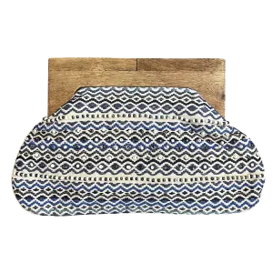 Shades of Blue Women's Clutch Bag with Wooden Handle