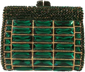 Shiny Rhinestone Evening Clutch Handbag Elegant Crystal Box Purse for Wedding Party Prom