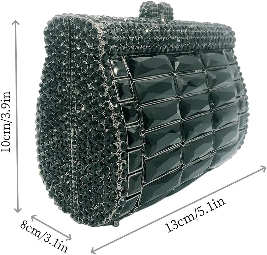 Shiny Rhinestone Evening Clutch Handbag Elegant Crystal Box Purse for Wedding Party Prom