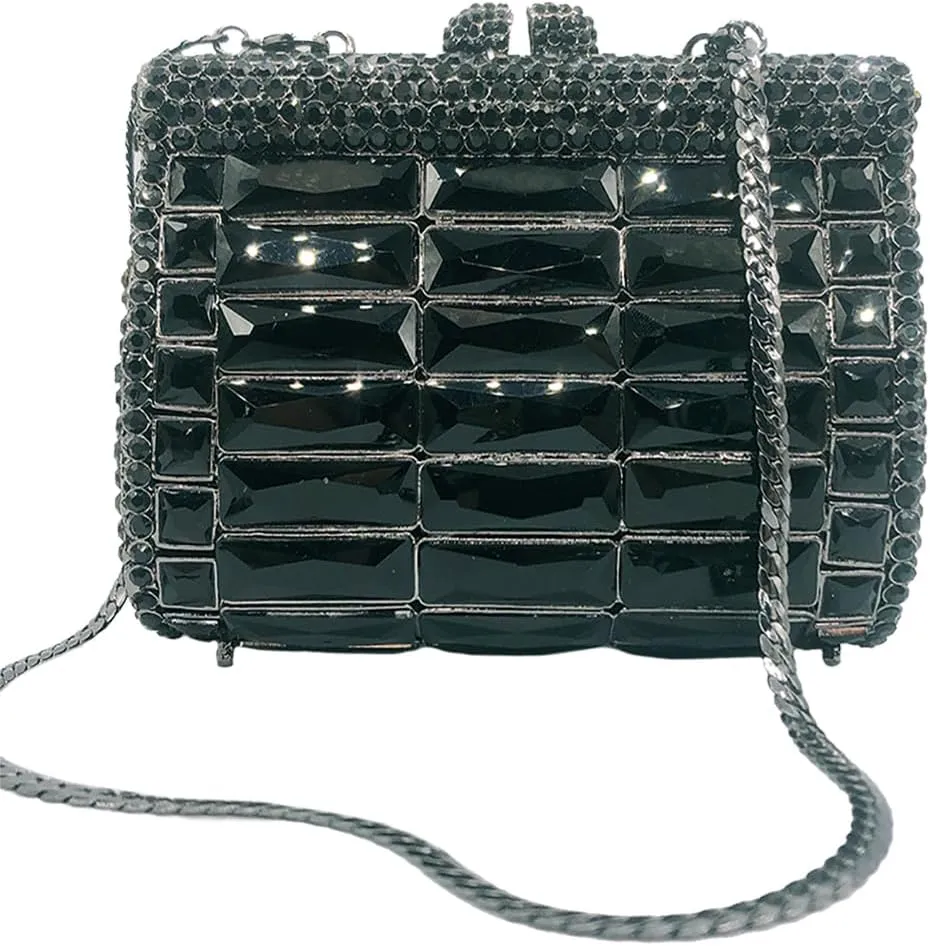Shiny Rhinestone Evening Clutch Handbag Elegant Crystal Box Purse for Wedding Party Prom