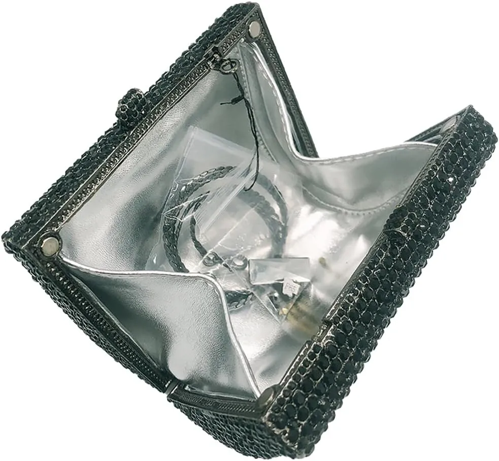 Shiny Rhinestone Evening Clutch Handbag Elegant Crystal Box Purse for Wedding Party Prom