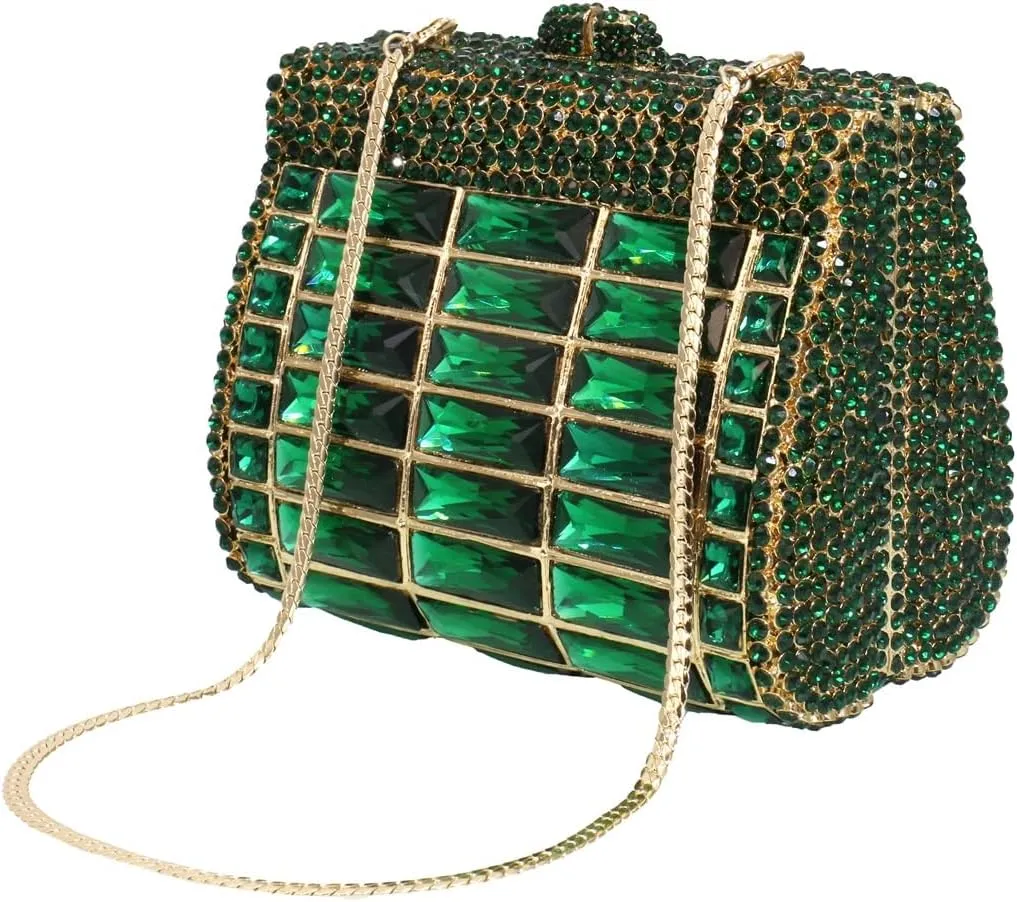 Shiny Rhinestone Evening Clutch Handbag Elegant Crystal Box Purse for Wedding Party Prom