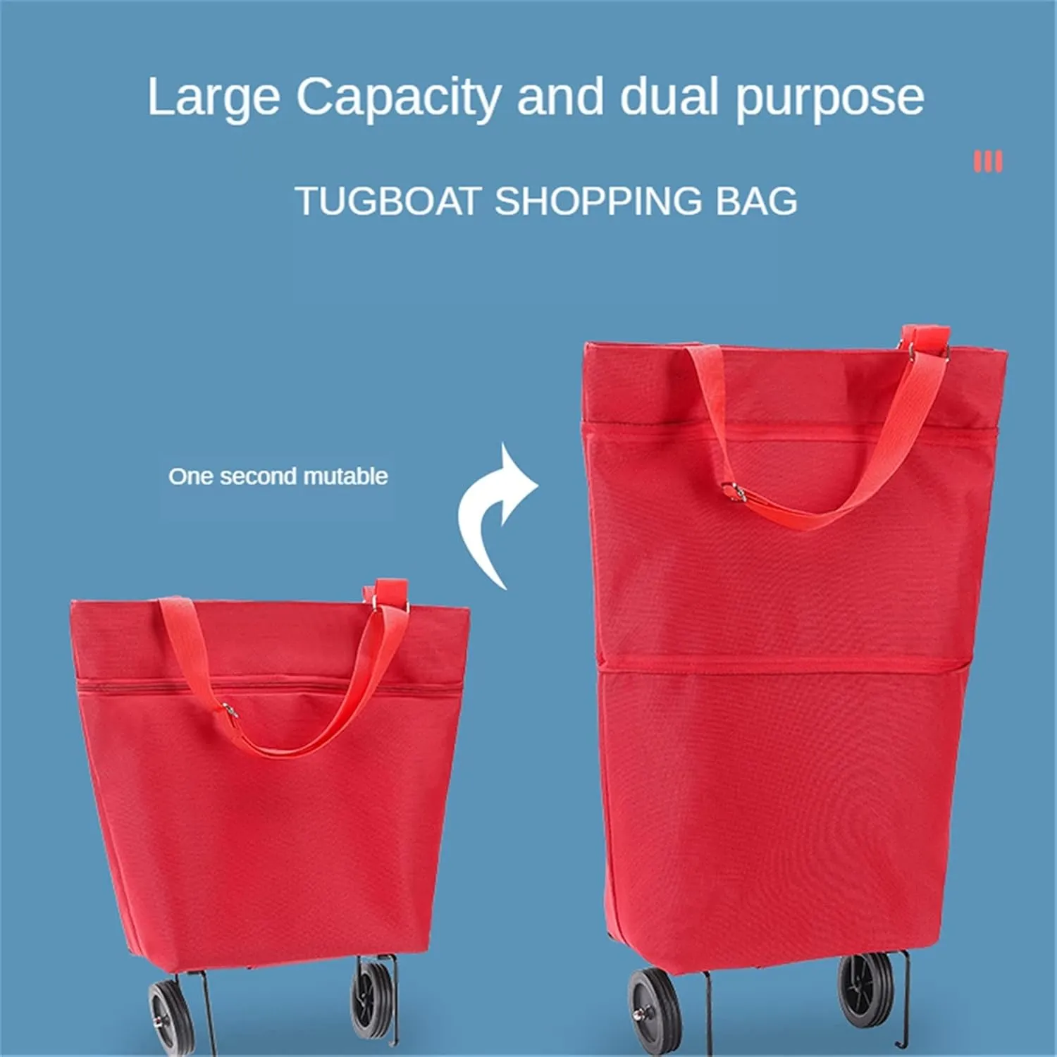 Shopping Cart Wheeled Foldable Shopping Bag Cart Double Rolling Wheels Loading Utility Shopping Laundry Grocery Luggage Folding Hand Truck (Color : Q 6)